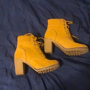 Faux suede heel boots